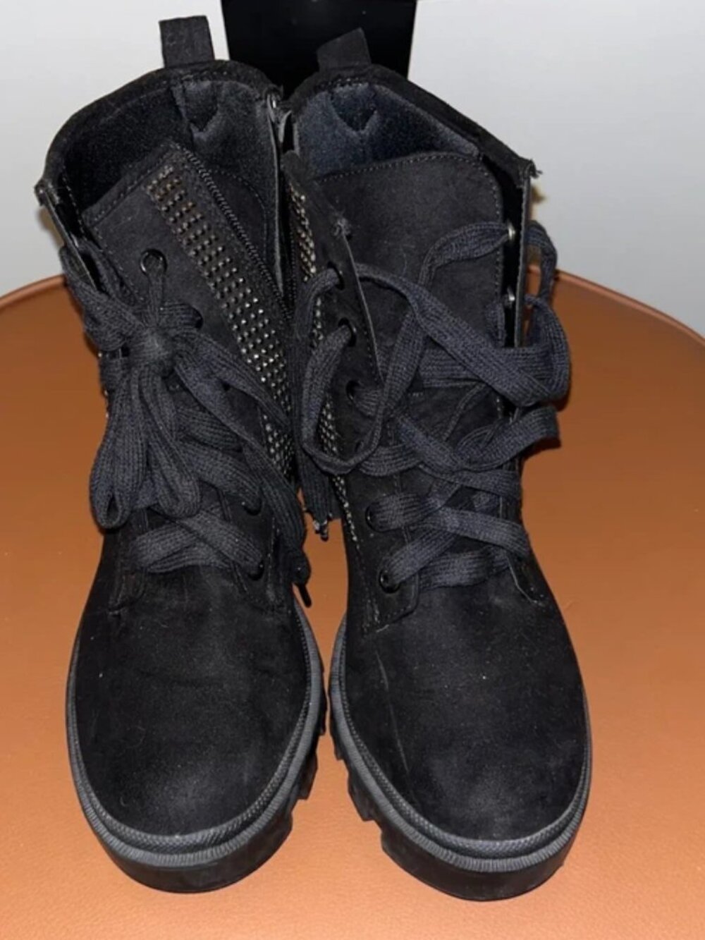 Madden Girl Rhinestone Combat Boots